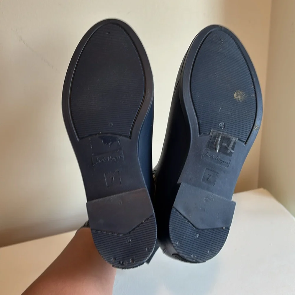 Jack Rogers Sallie Rain Boot Matte Navy Gold Scallop Detail Size 7 - Picture 6 of 9